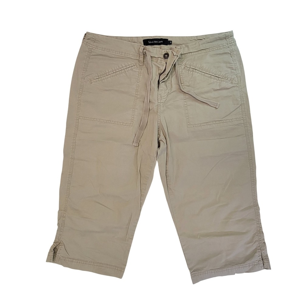 Calvin Klein Jeans Women Beige Cargo Capri Pants Size 12 Casual